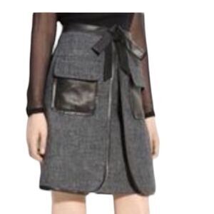 Robert Rodriguez Wool &‎ Leather Skirt Size 6 C17